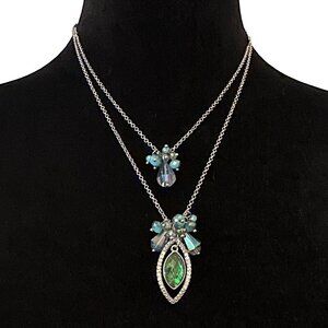 Simply Vera Vera Wang Necklace Double Strand AB Beaded Pendant Crystal Accent